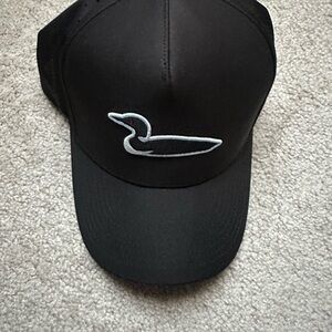 Black Waggle Cap with Duck Logo
